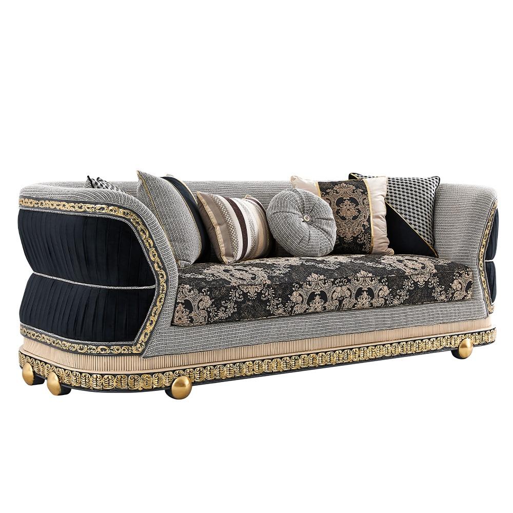 

    
Classic Black & Gold Wood Living Room Set 2Pcs Homey Design HD-9013
