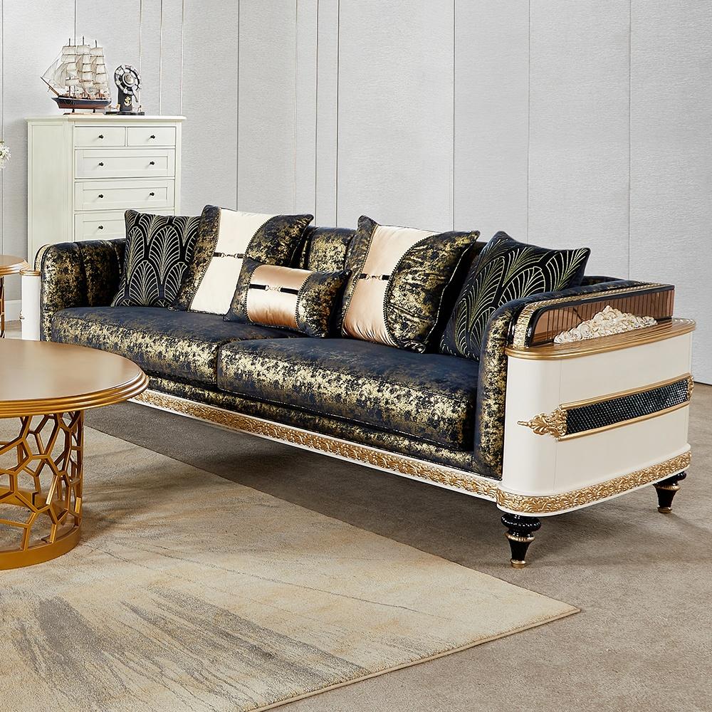 

    
Classic Black & Gold Wood Living Room Set 2Pcs Homey Design HD-23937
