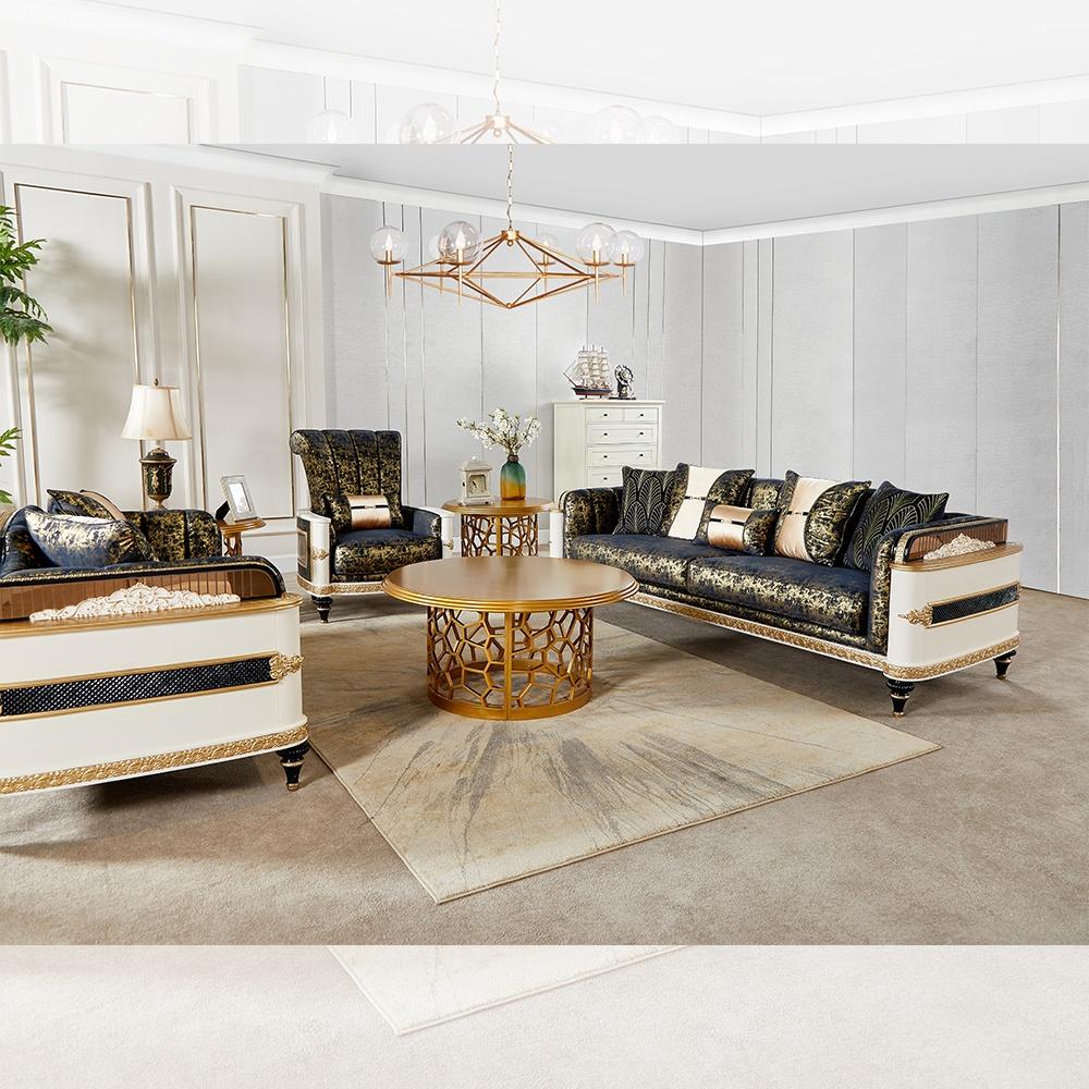 

    
Classic Black & Gold Wood Living Room Set 2Pcs Homey Design HD-23937
