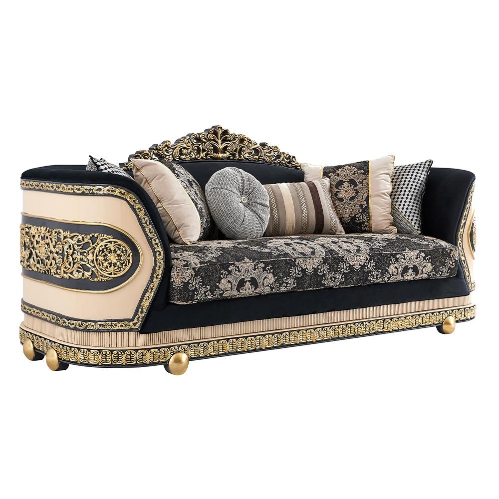 

    
Classic Black & Gold Wood Living Room Sofa Homey Design HD-9012
