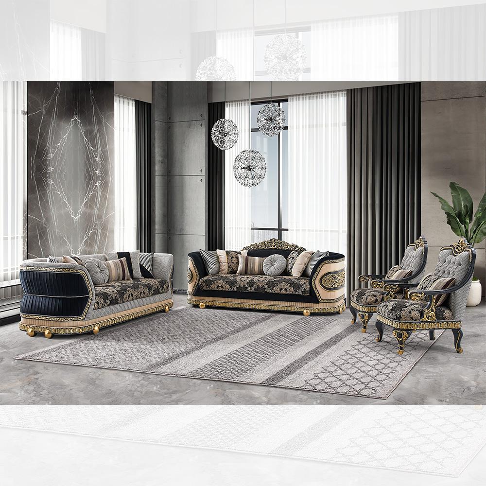 

                    
Homey Design Furniture HD-9013 Sofa Gold/Black Fabric Purchase 

