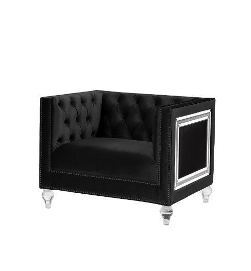 

    
Classic Black Velvet Chair by Acme Heibero 56997
