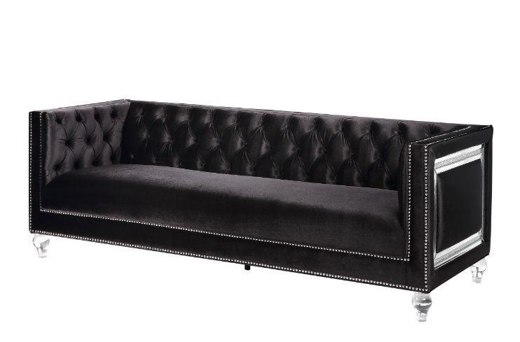Classic Sofa Heibero 56995 in Black Velvet