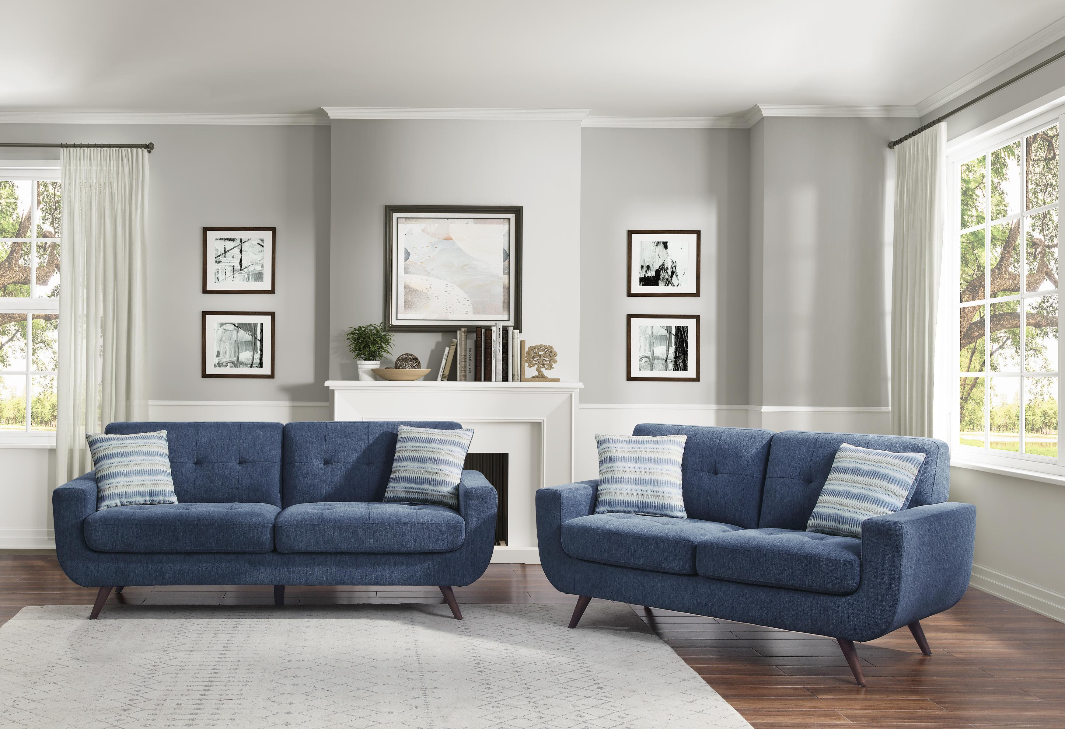 Classic Living Room Set 9347BU-2PC Amberley 9347BU-2PC in Blue 