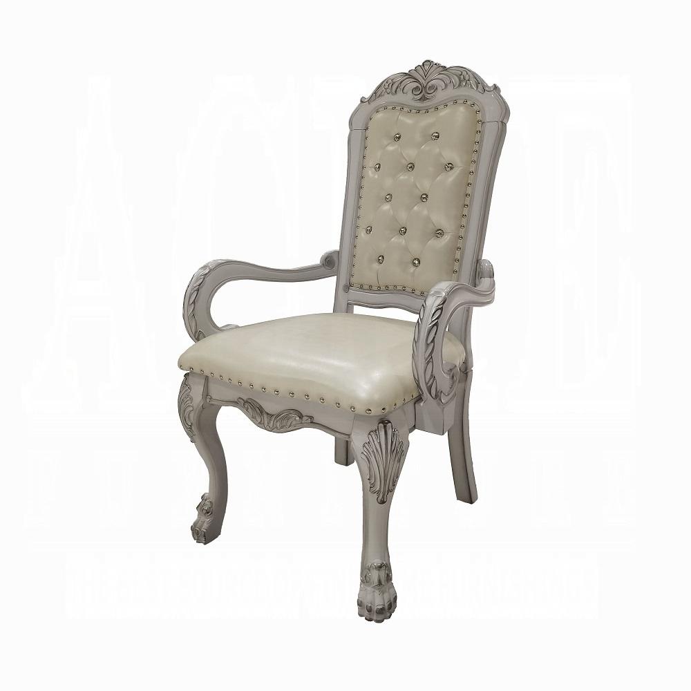 

    
Classic Bone White Wood Dining Arm Chair Set 2PCS Acme Dresden DN01697-2PCS

