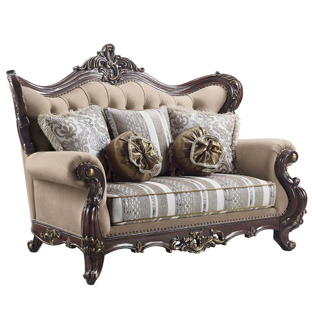 

    
Classic Brown & Cherry Loveseat by Acme Ragnar LV01123
