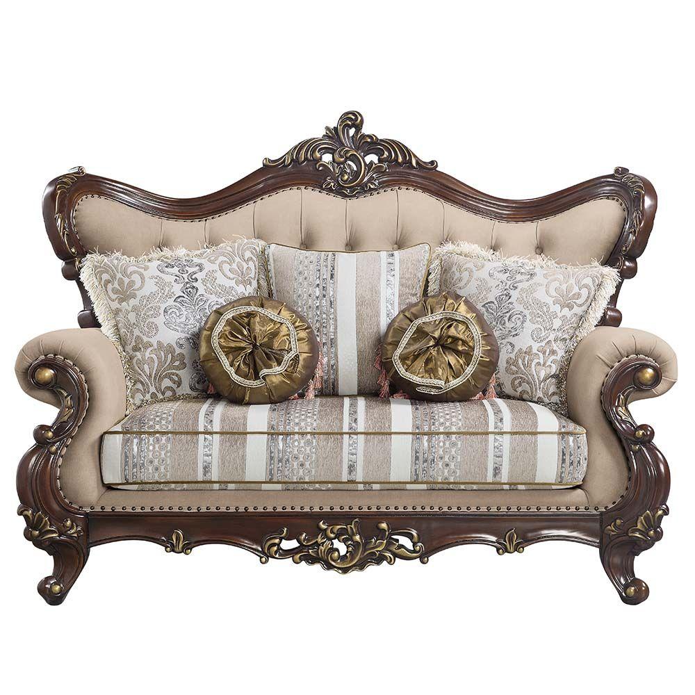 

    
Classic Brown & Cherry Loveseat by Acme Ragnar LV01123
