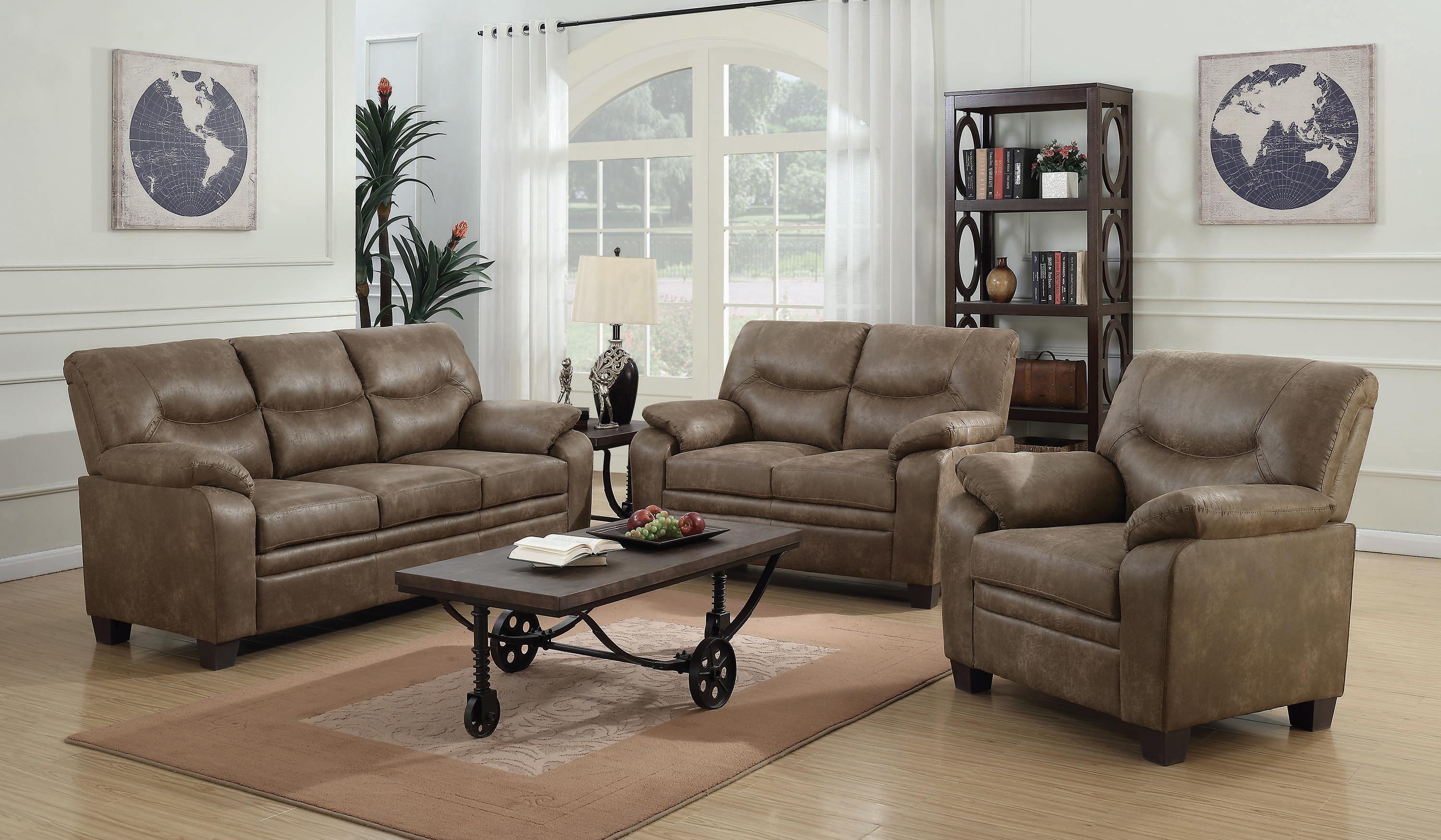 Classic Living Room Set 506561-S3 Meagan 506561-S3 in Brown 