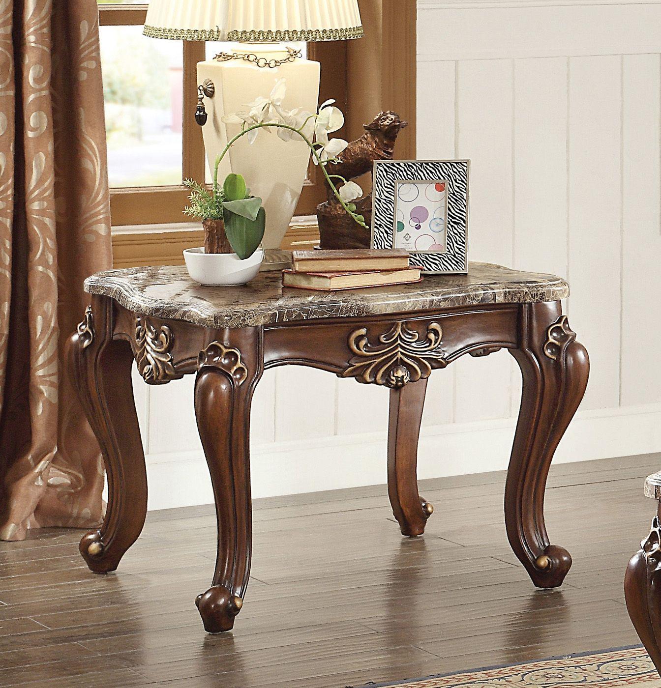 

    
81655-3pcs Classic Brown Marble & Cherry Oak Coffee Table + 2 End Tables by Acme Jardena 81655-3pcs
