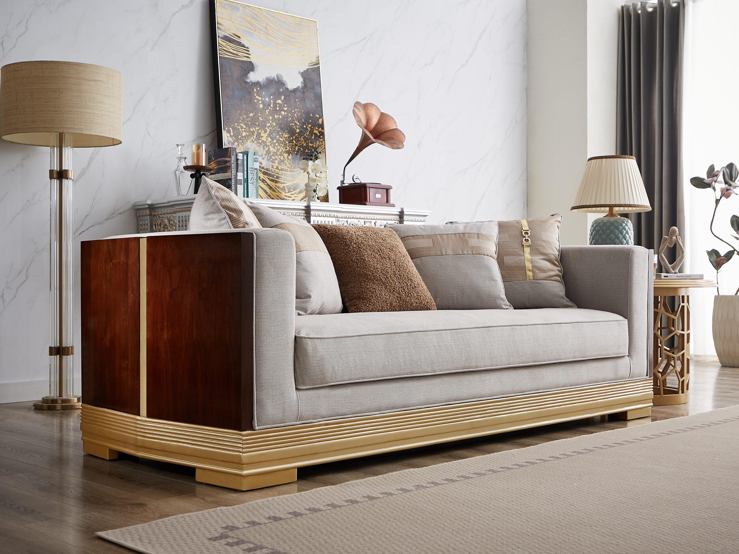 

    
Classic Brown/Light Gray Wood Sofa Homey Design HD-9028
