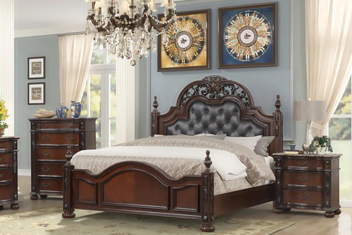 Classic Panel Bed Genoa California King Panel Bed B1900-CK B1900-CK in Brown Leather