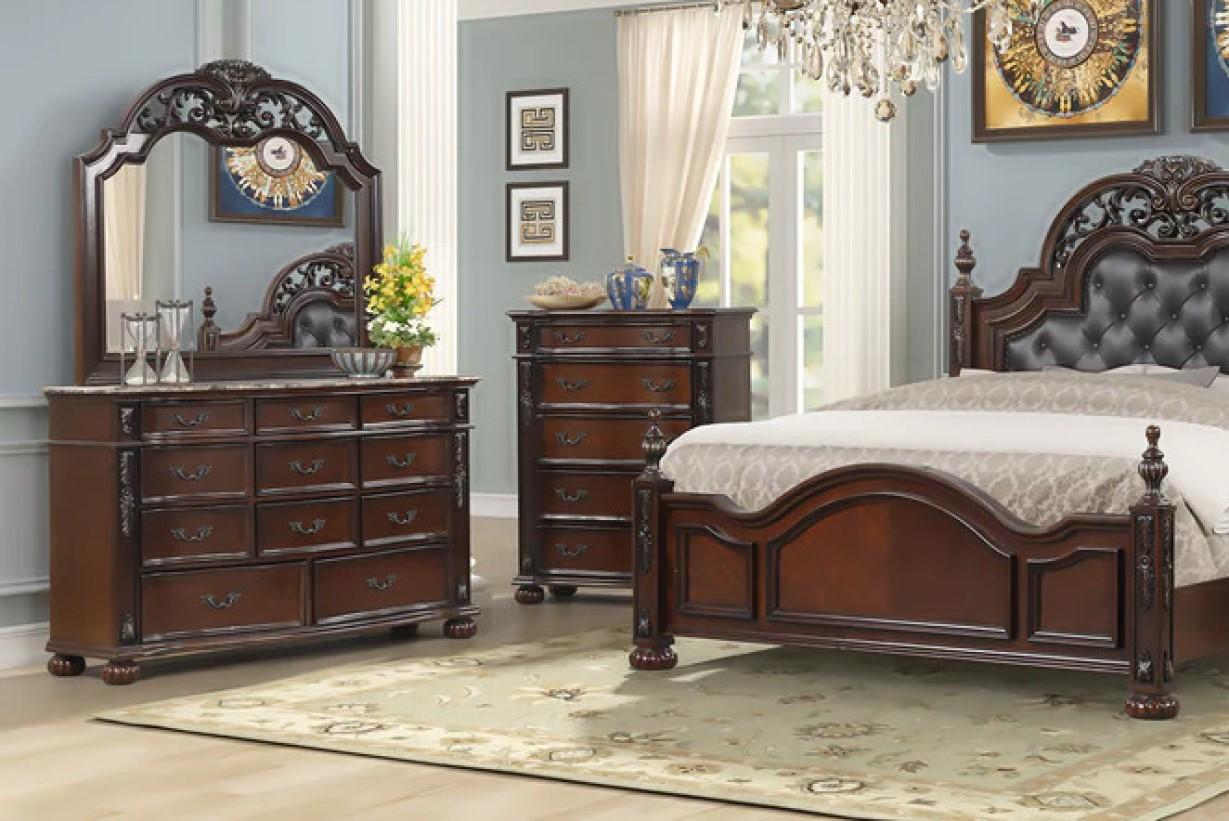 Classic Dresser With Mirror 1900 Genoa B1900-D-2PC in Brown 
