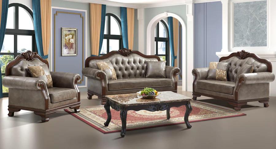 Classic Living Room Set SF2263 SF2263-S-2PC in Brown 