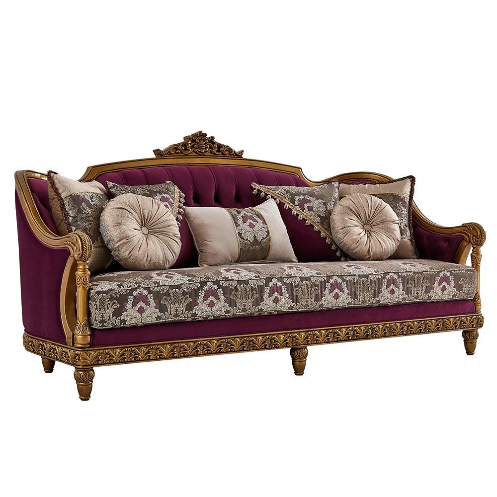 

    
Classic Burgundy & Gold Wood Living Room Set 2Pcs Homey Design HD-9015
