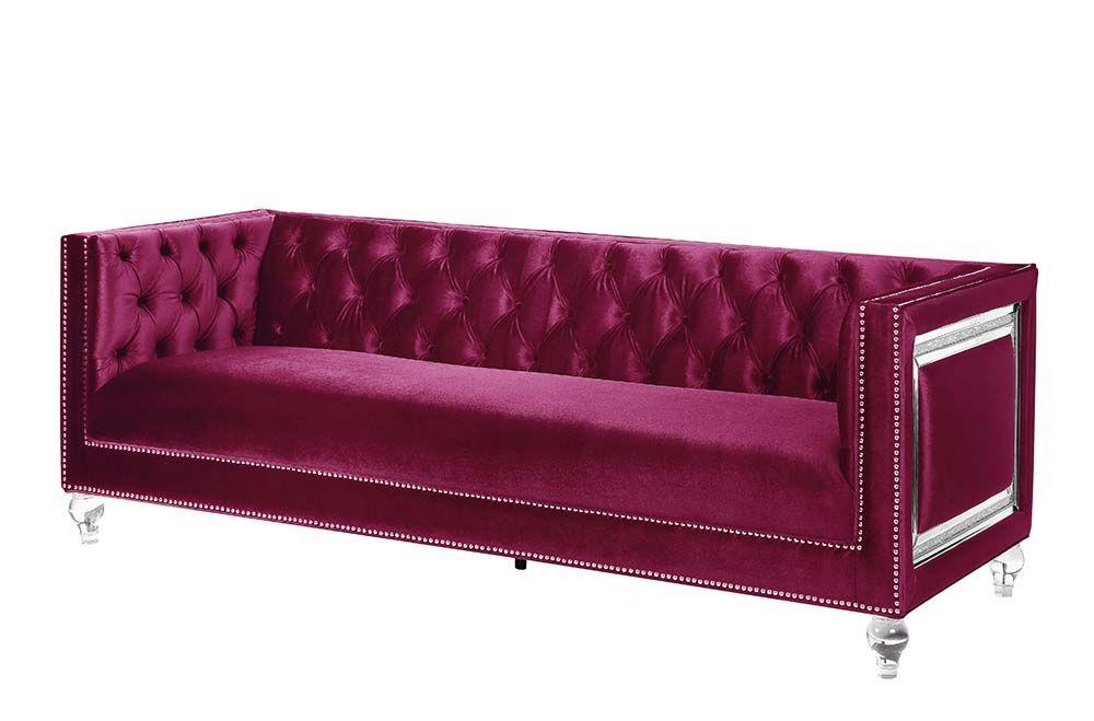 

    
Classic Burgundy Velvet Sofa by Acme Heibero LV01400
