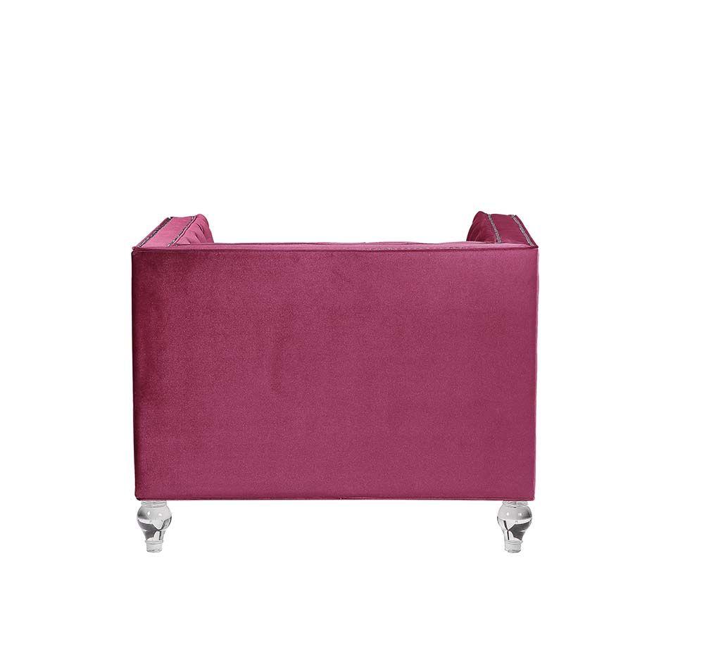 

    
 Shop  Classic Burgundy Velvet Sofa + Loveseat + Chair by Acme Heibero LV01400-3pcs
