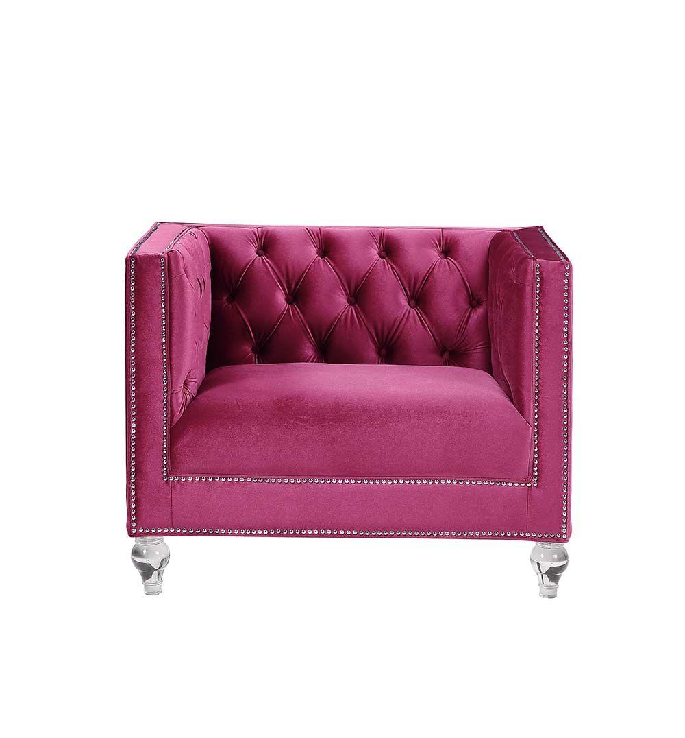 

    
LV01400-3pcs Classic Burgundy Velvet Sofa + Loveseat + Chair by Acme Heibero LV01400-3pcs
