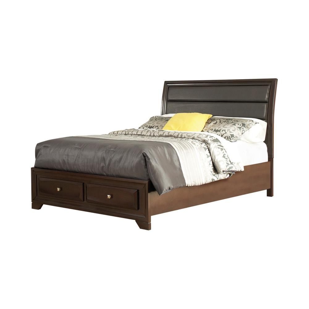 Transitional Bed 203481KW Jaxson 203481KW in Cappuccino Leatherette