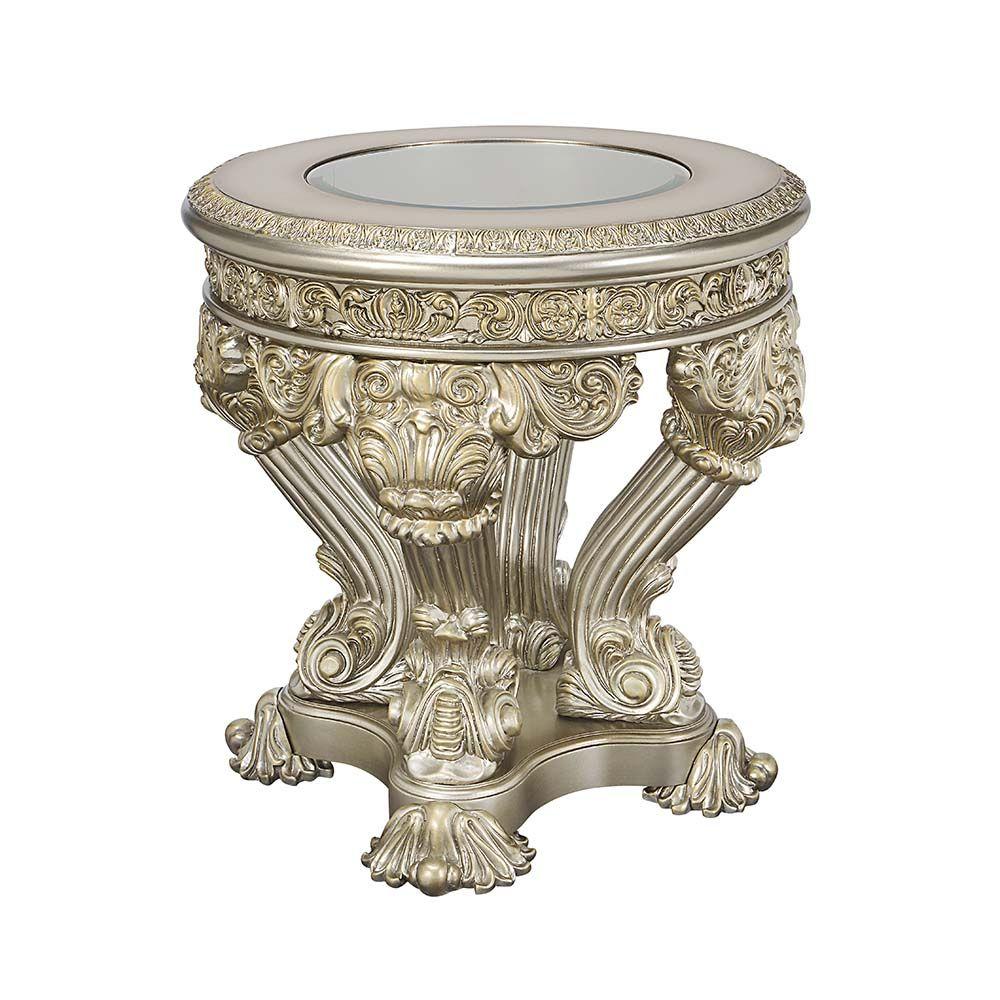 

    
Classic Champagne and Gold Composite Wood End Table Acme Danae LV01203-ET
