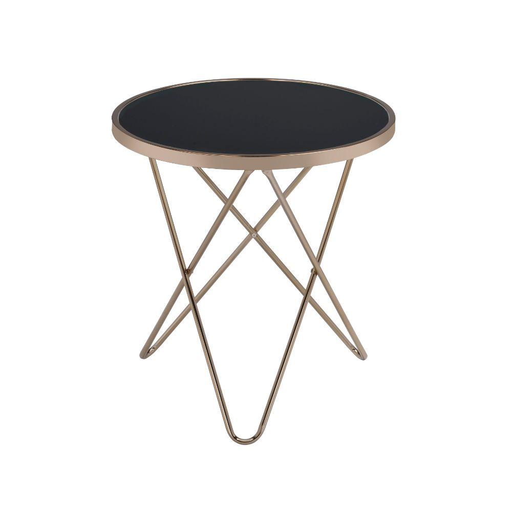 

    
Classic Champagne & Black Glass End Table by Acme Valora 81832
