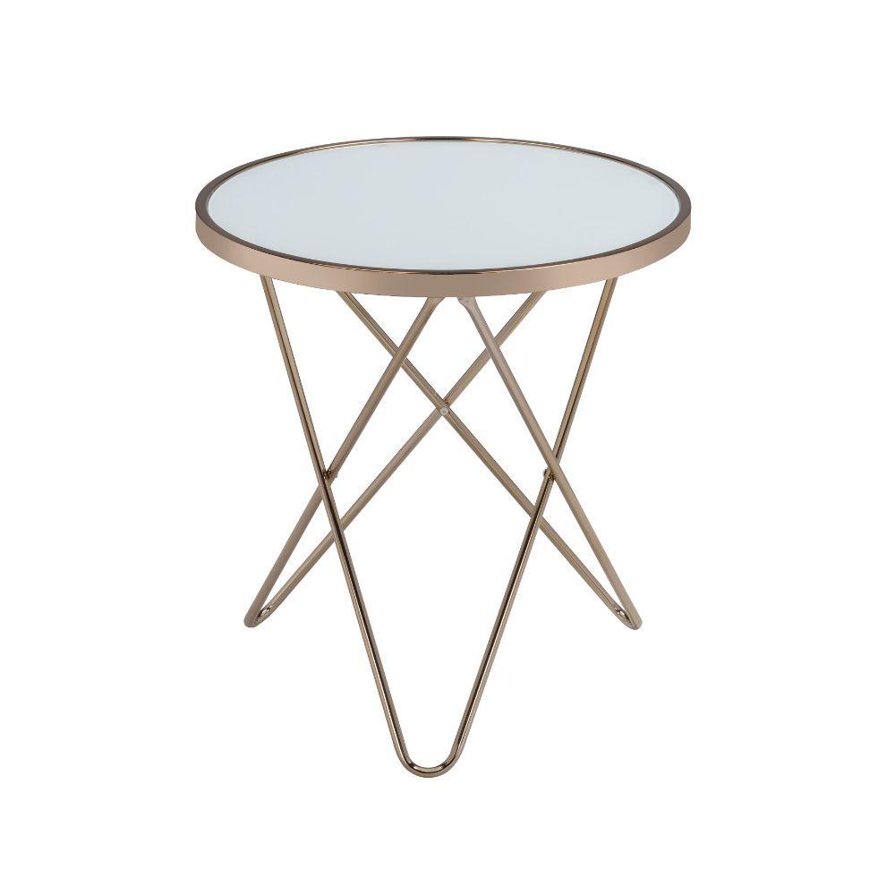 

    
Classic Champagne & Frosted Glass End Table by Acme Valora 81827
