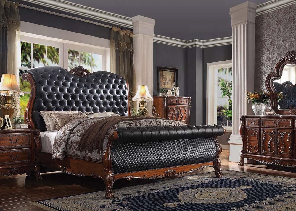 Classic, Traditional Sleigh Bed Dresden California King Sleigh Bed 28224CK 28224CK in Oak, Cherry 