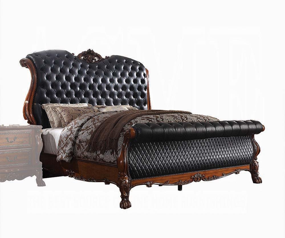 

    
Classic Cherry Oak Wood Queen Sleigh Bed Acme Dresden 28230Q

