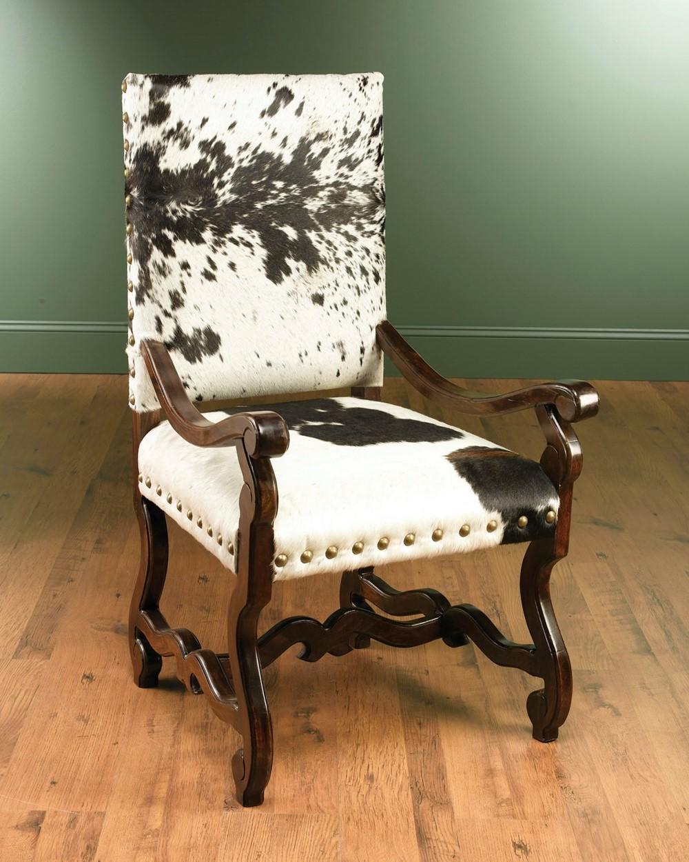 Classic Arm Chairs NANCY 48473-PC AA-48473-PC-Set-2 in Dark Brown, Walnut, White Genuine Leather