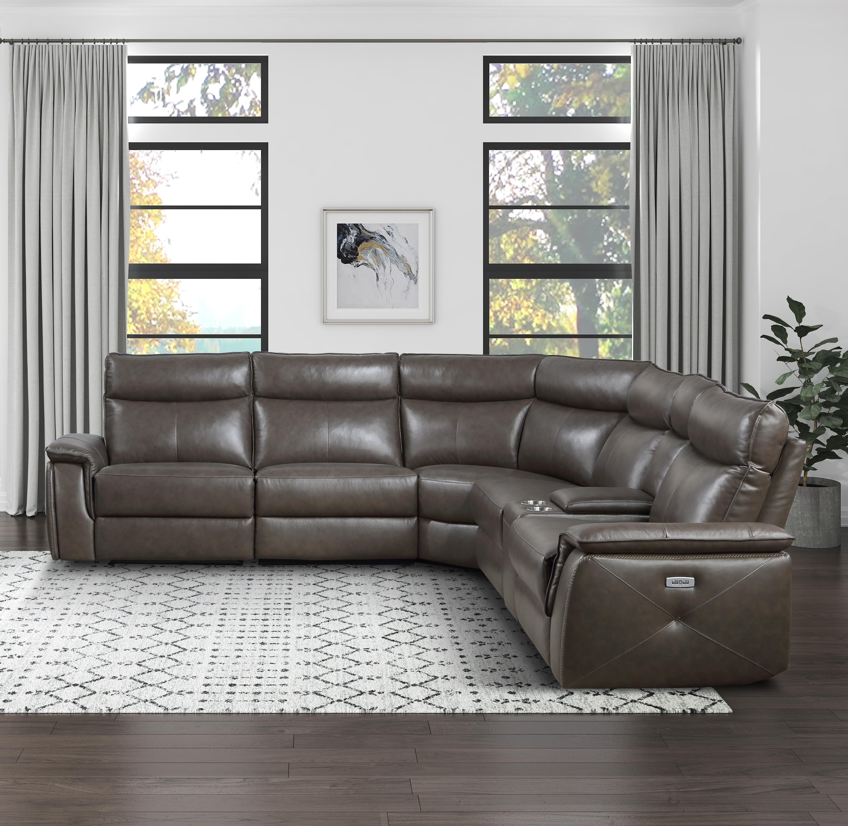

    
Classic Dark Brown Leather 6-Piece Power Reclining Sectional Homelegance 8259RFDB*6SCPWH Maroni
