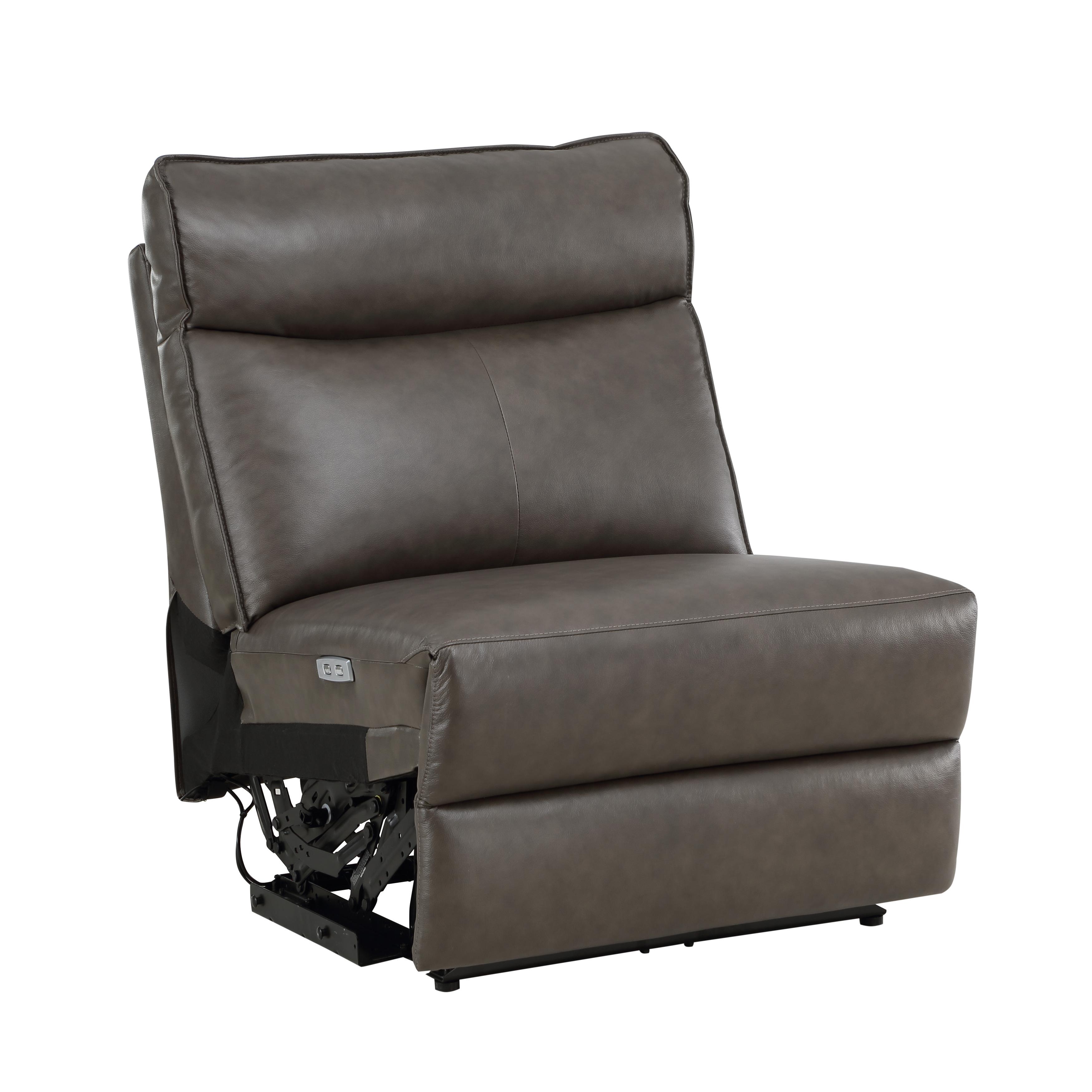 

    
Classic Dark Brown Leather Power Armless Recliner Chair Homelegance 8259RFDB-ARPWH Maroni
