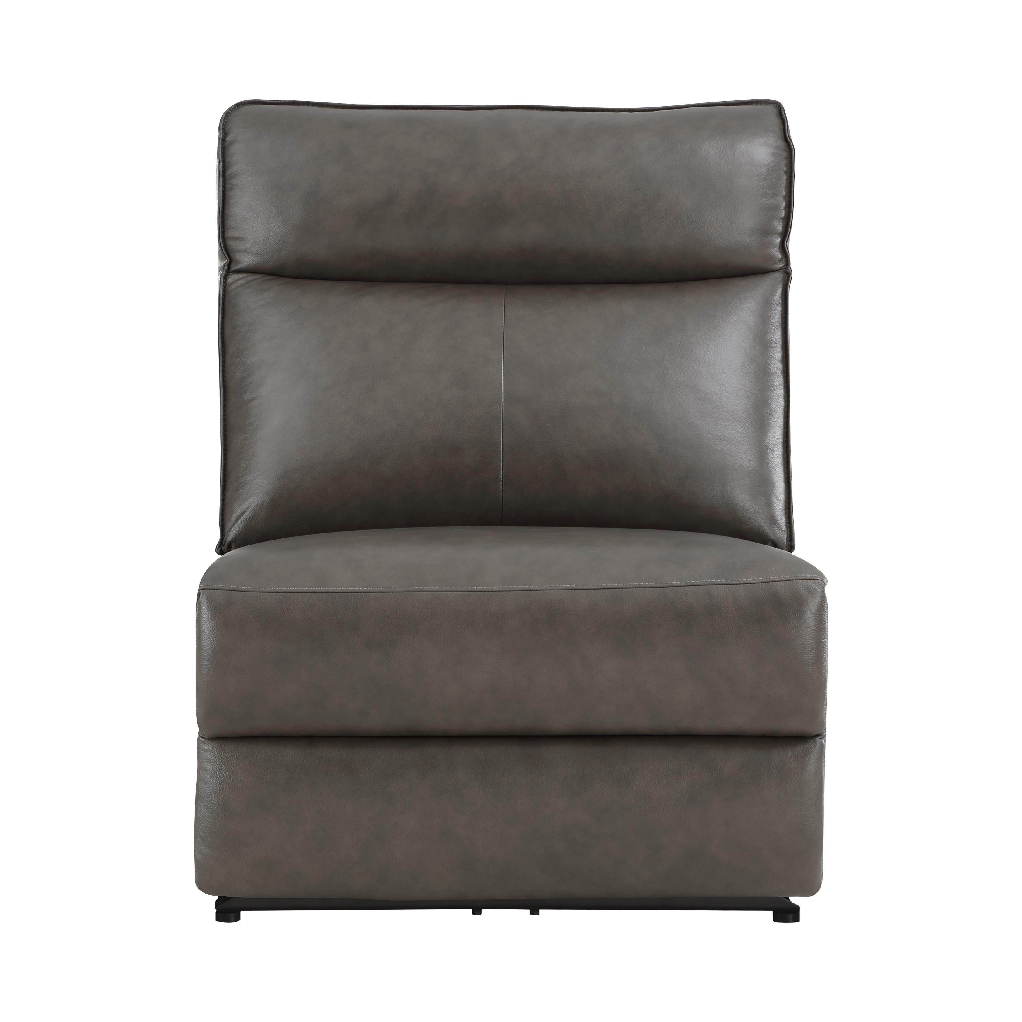 Classic Power Armless Recliner Chair 8259RFDB-ARPWH Maroni 8259RFDB-ARPWH in Dark Brown Leather