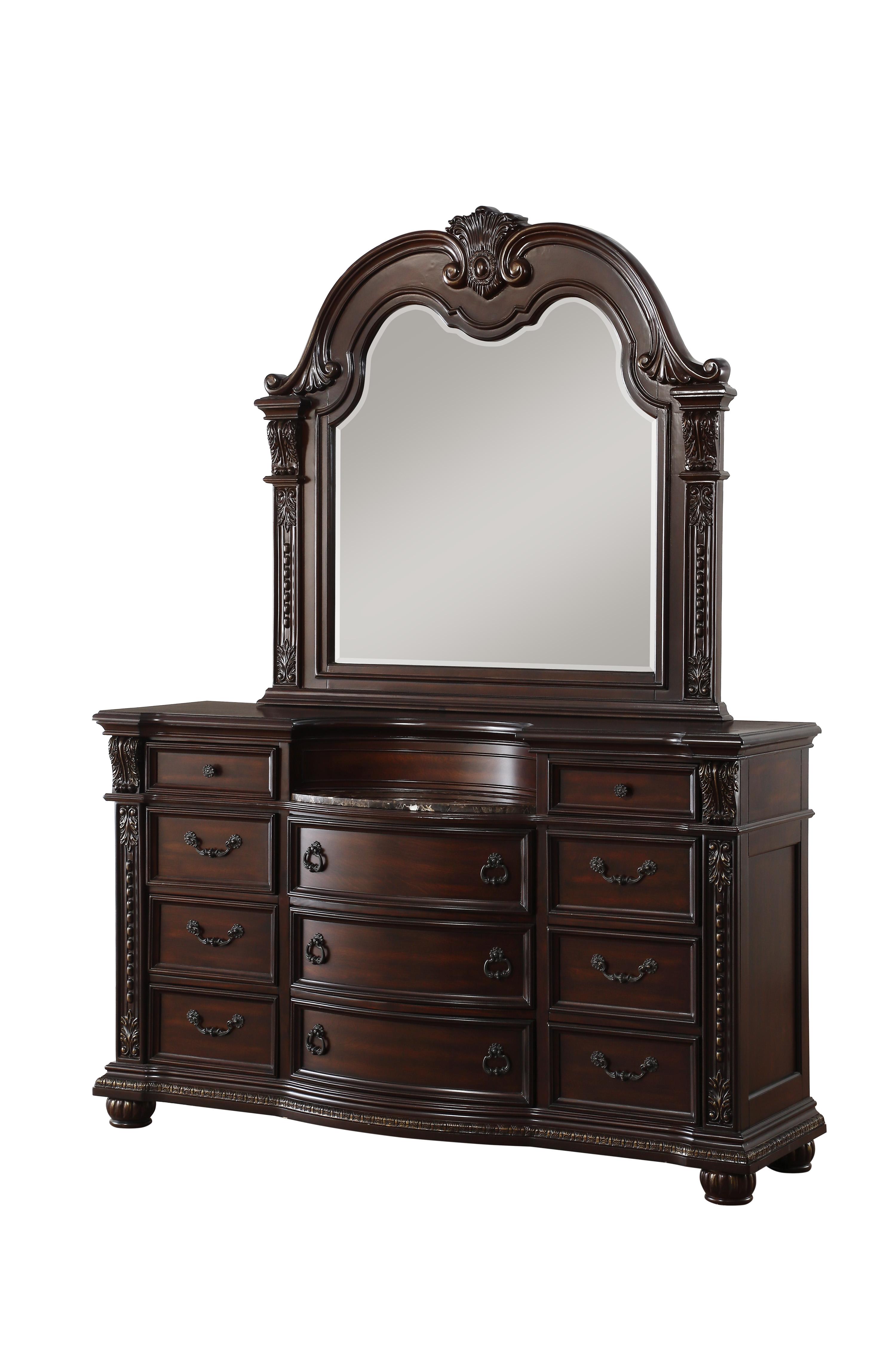 Classic Dresser w/Mirror 1757-5*6-2PC Cavalier 1757-5*6-2PC in Dark Cherry 