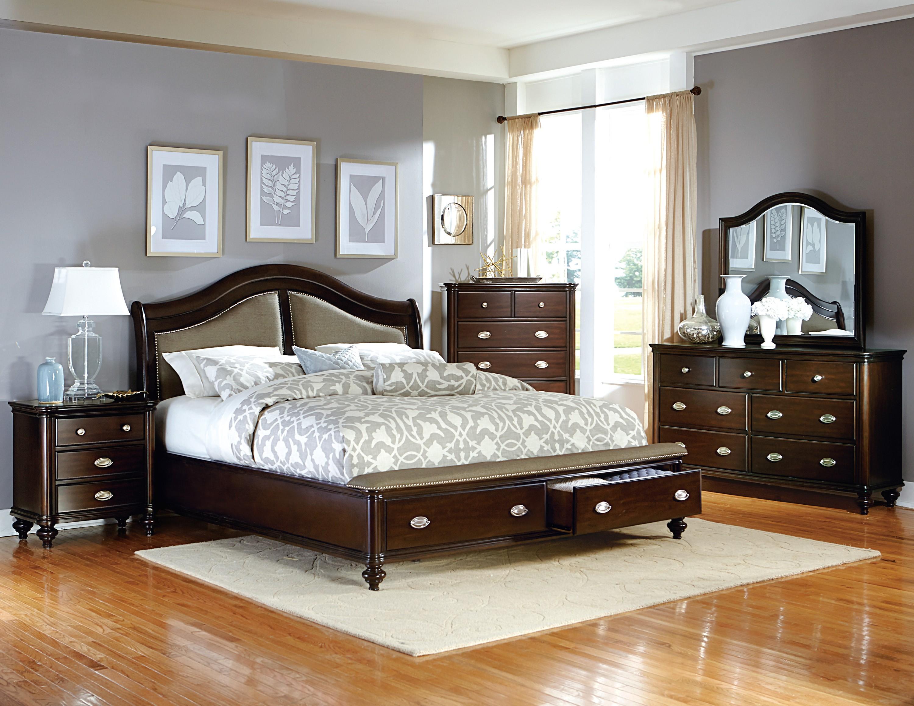 Classic Bedroom Set 2615DC-1-5PC Marston 2615DC-1-5PC in Dark Cherry Polyester