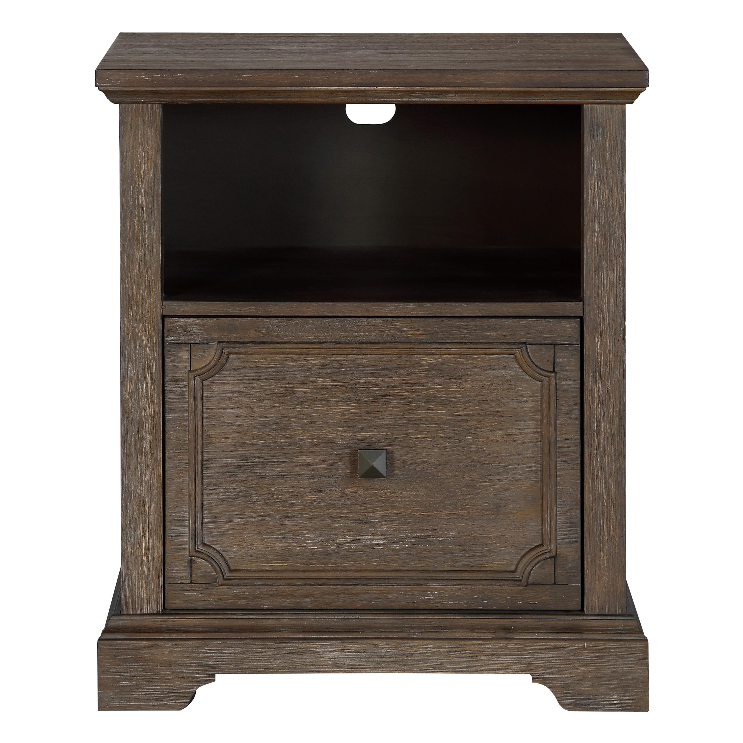 

    
Classic Distressed Dark Oak Wood File Cabinet Homelegance 5438-18 Toulon
