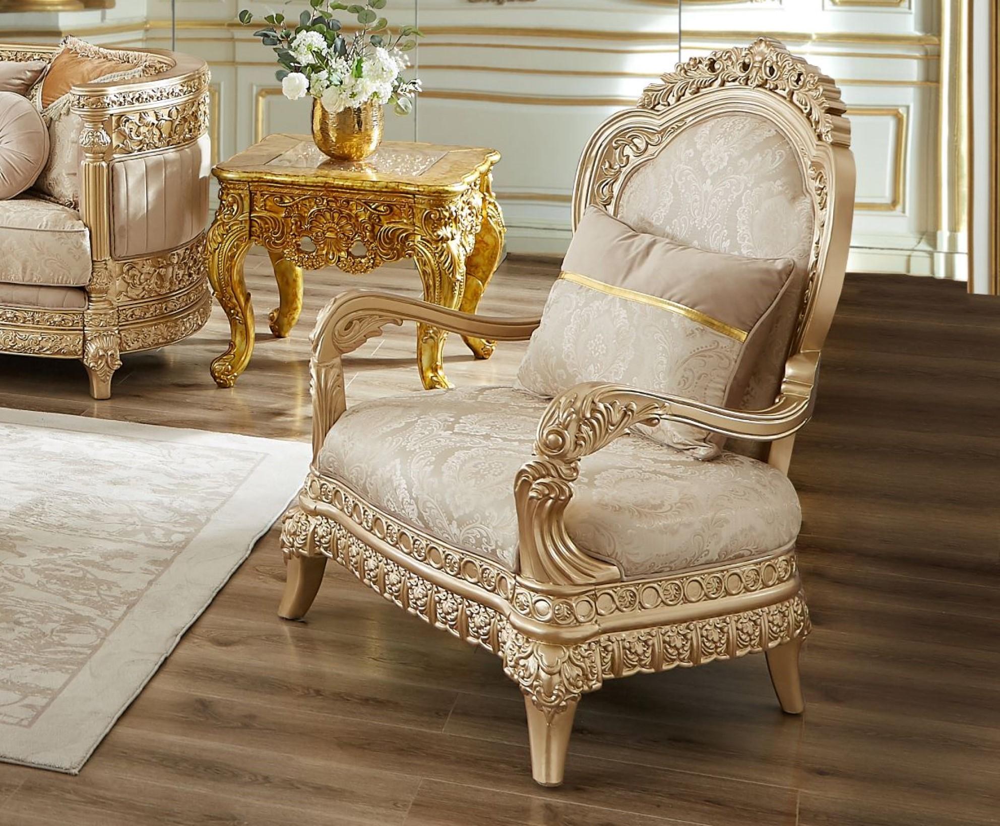 

    
Classic Gold/Beige Wood Chair Homey Design HD-9023
