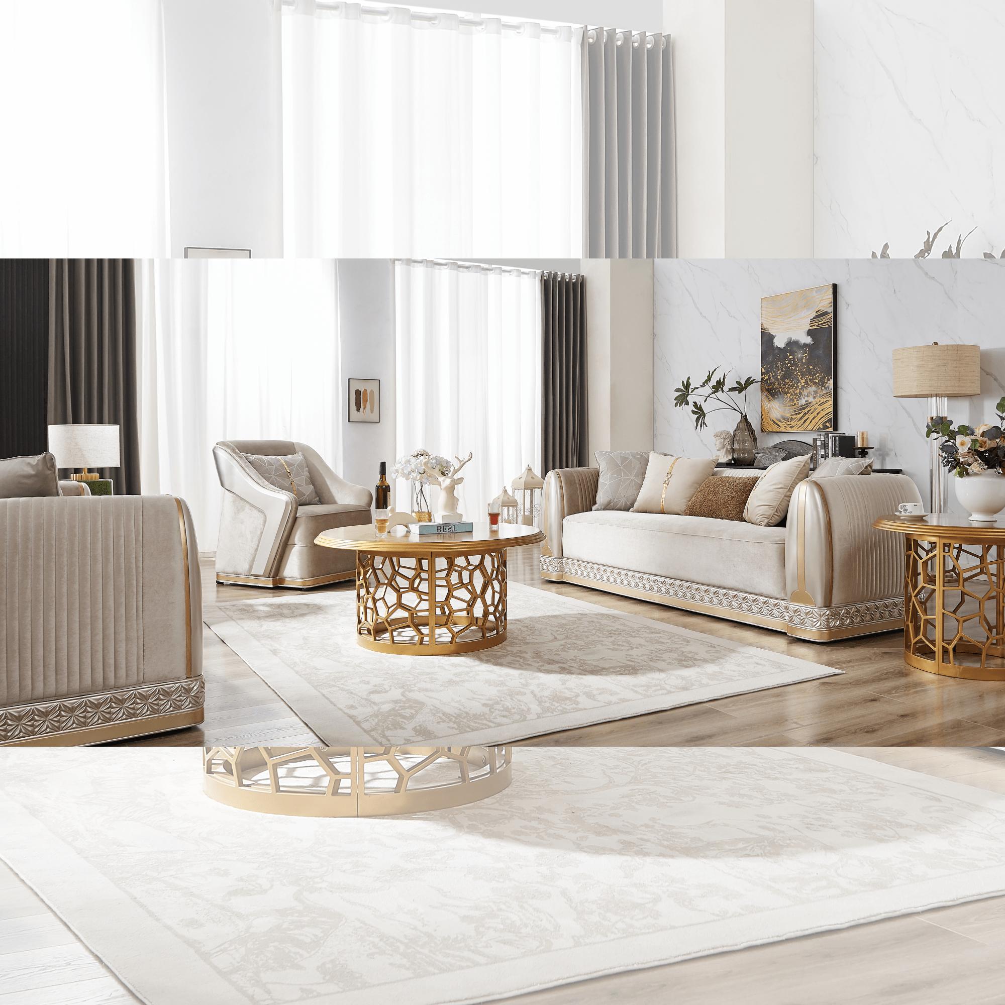 

    
Homey Design Furniture HD-9022 Sofa HD-S9022 Sofa Gold/Beige HD-S9022
