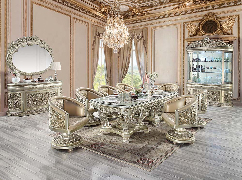 

    
Classic Gold Composite Wood Dining Room Set 7PCS Acme Furniture Sorina DN01208-DT-7PCS
