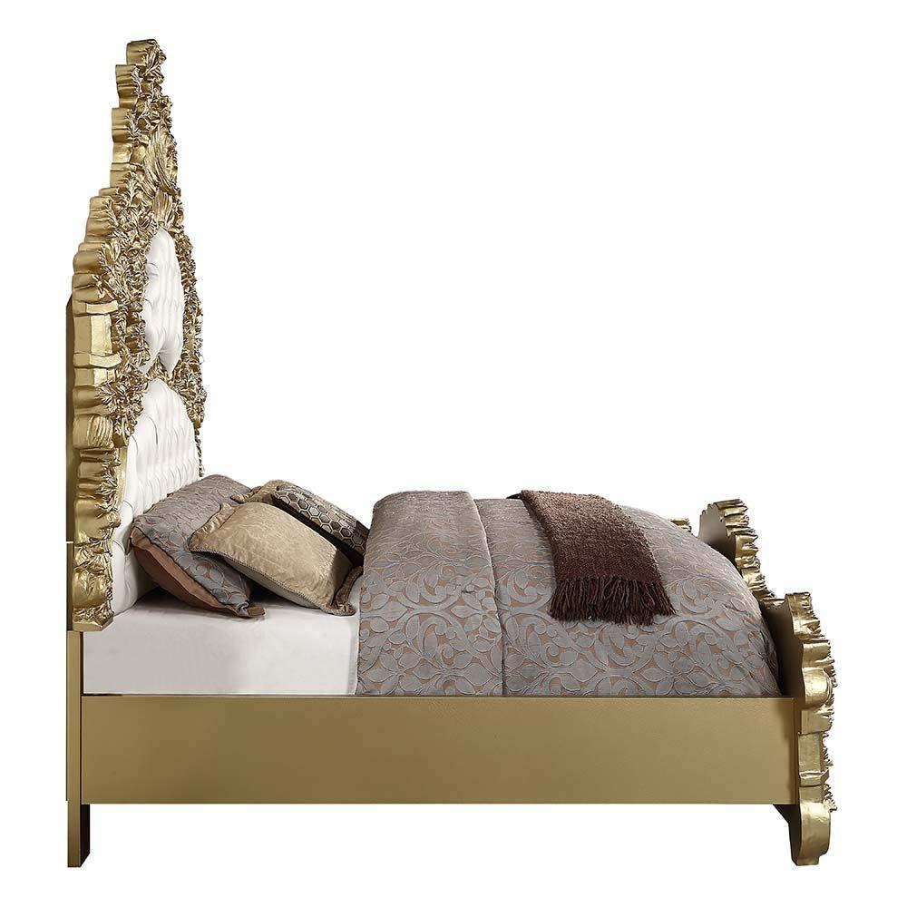 

        
Acme Furniture Bernadette King Bed BD01474EK-EK Panel Bed Gold PU 54214959595454
