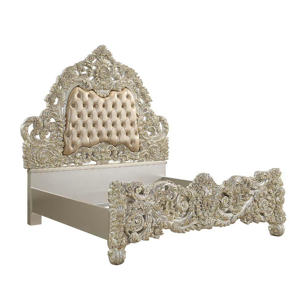 

        
Acme Furniture Sorina King Bed BD01241EK-EK Panel Bed Gold PU 65491412321232
