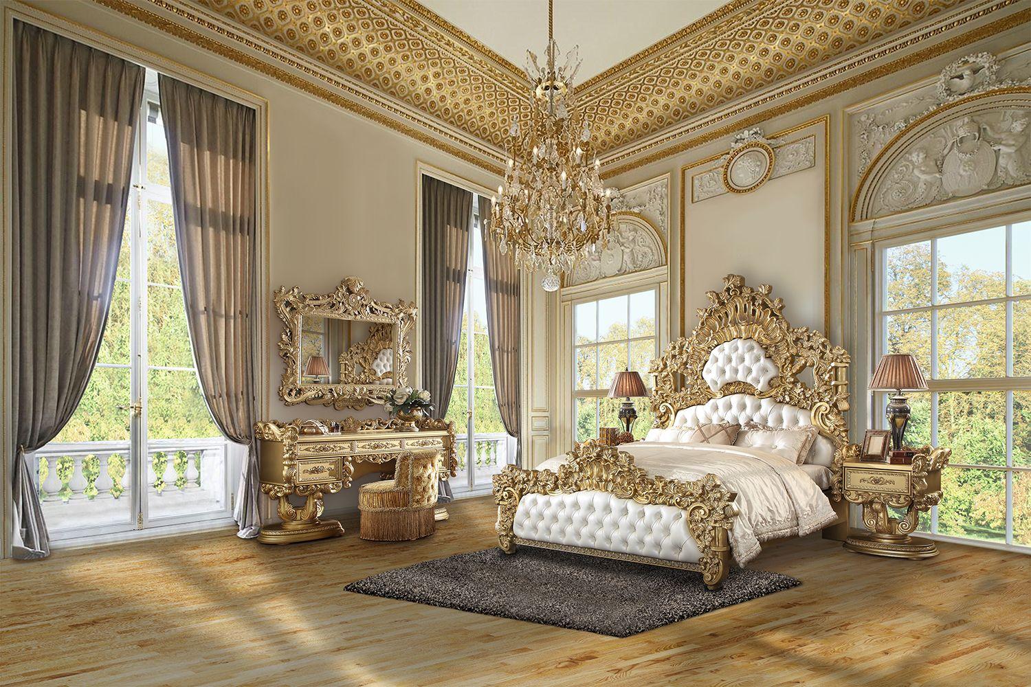 

    
 Photo  Classic Gold Composite Wood King Bed Set 3PCS Acme Furniture Bernadette BD01474EK-EK-3PCS

