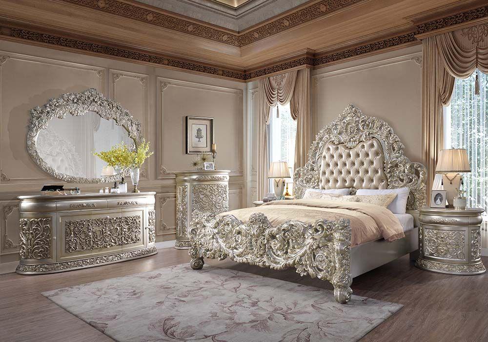 Classic Panel Bedroom Set Sorina King Bed Set 3PCS BD01241EK-EK-3PCS BD01241EK-EK-3PCS in Gold PU