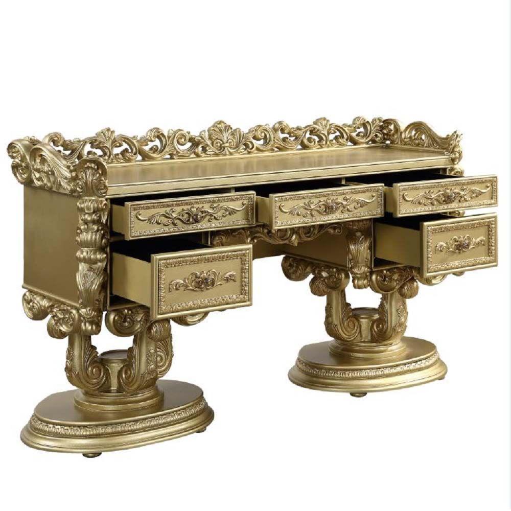 

                    
Acme Furniture Bernadette King Bed Set 6PCS BD01474EK-EK-6PCS Panel Bedroom Set Gold PU Purchase 

