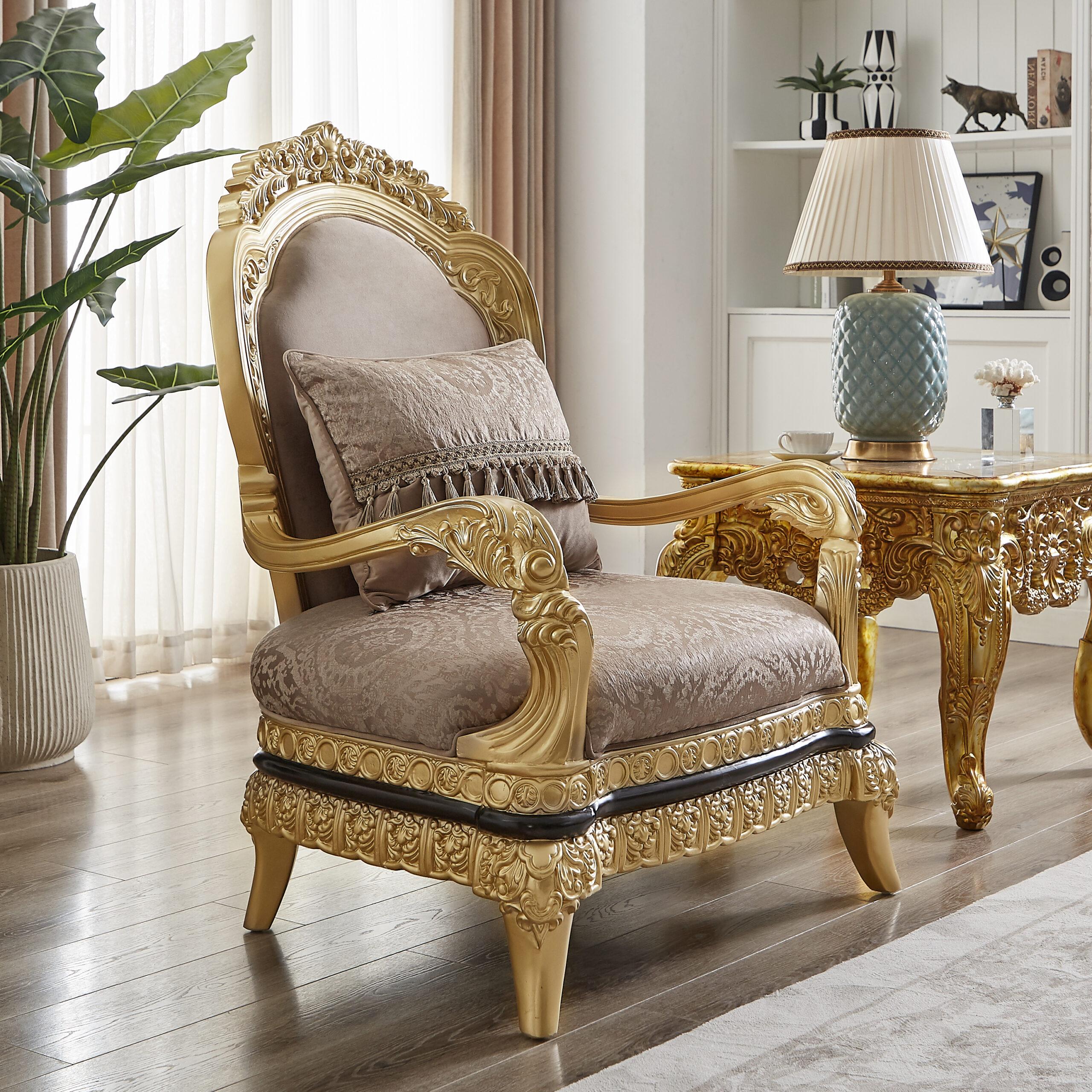 

    
Classic Gold/Gray Wood Chair Homey Design HD-9021
