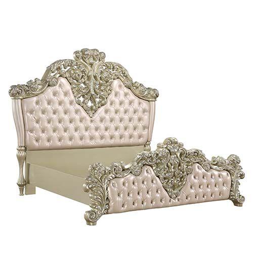 

    
Classic Gold Leather Eastern King Bedroom Set by Acme Vatican BD00461EK-3pcs
