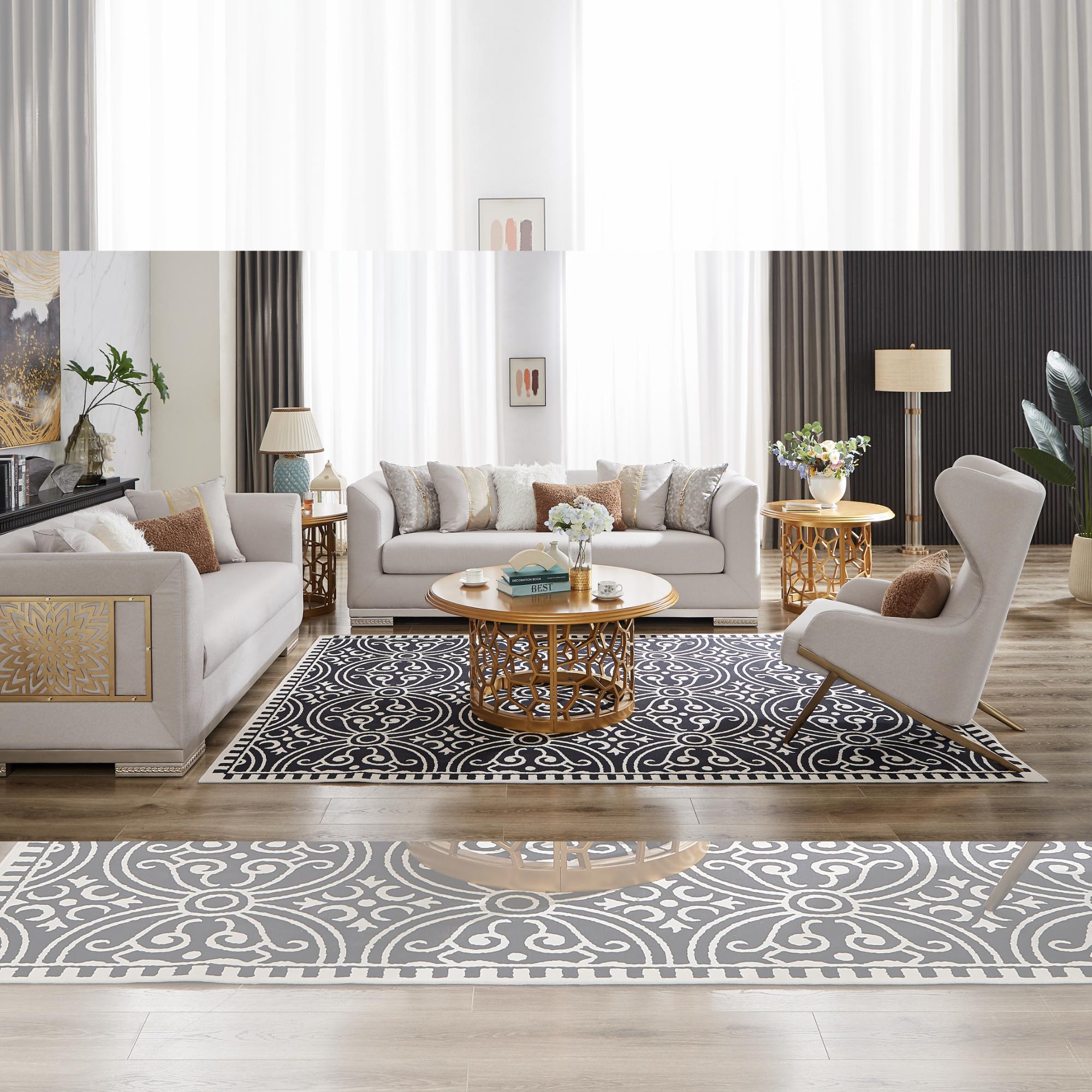 

    
Homey Design Furniture HD-9027 Chair HD-C9027 Chair Light Gray/Gold HD-C9027
