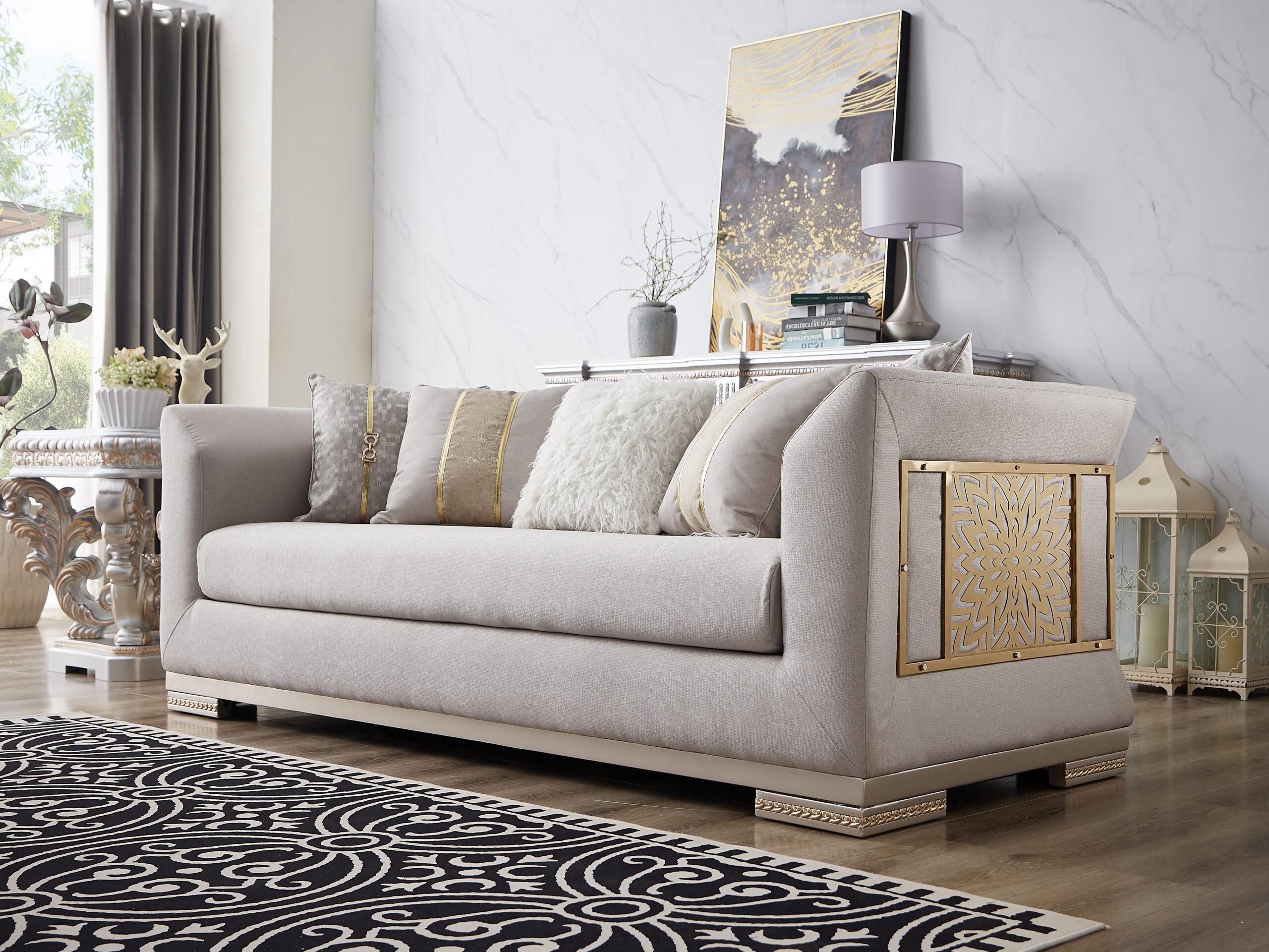 

    
Classic Gold/Light Gray Wood Living Room Set 3PCS Homey Design HD-9027

