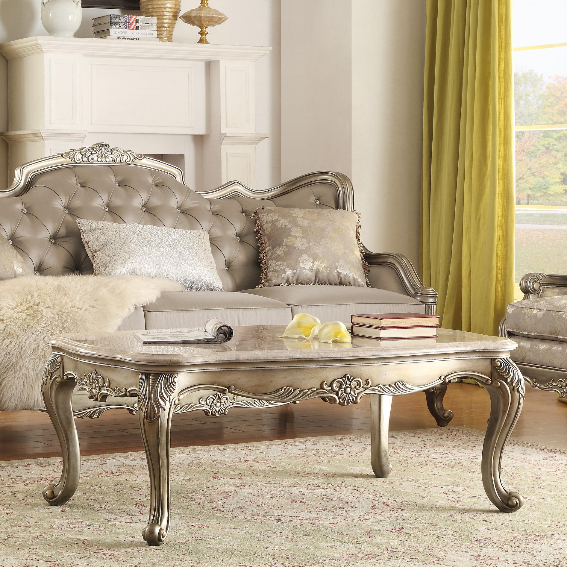 

    
Classic Gold Marble Top Cocktail Table Homelegance 8412-30 Florentina
