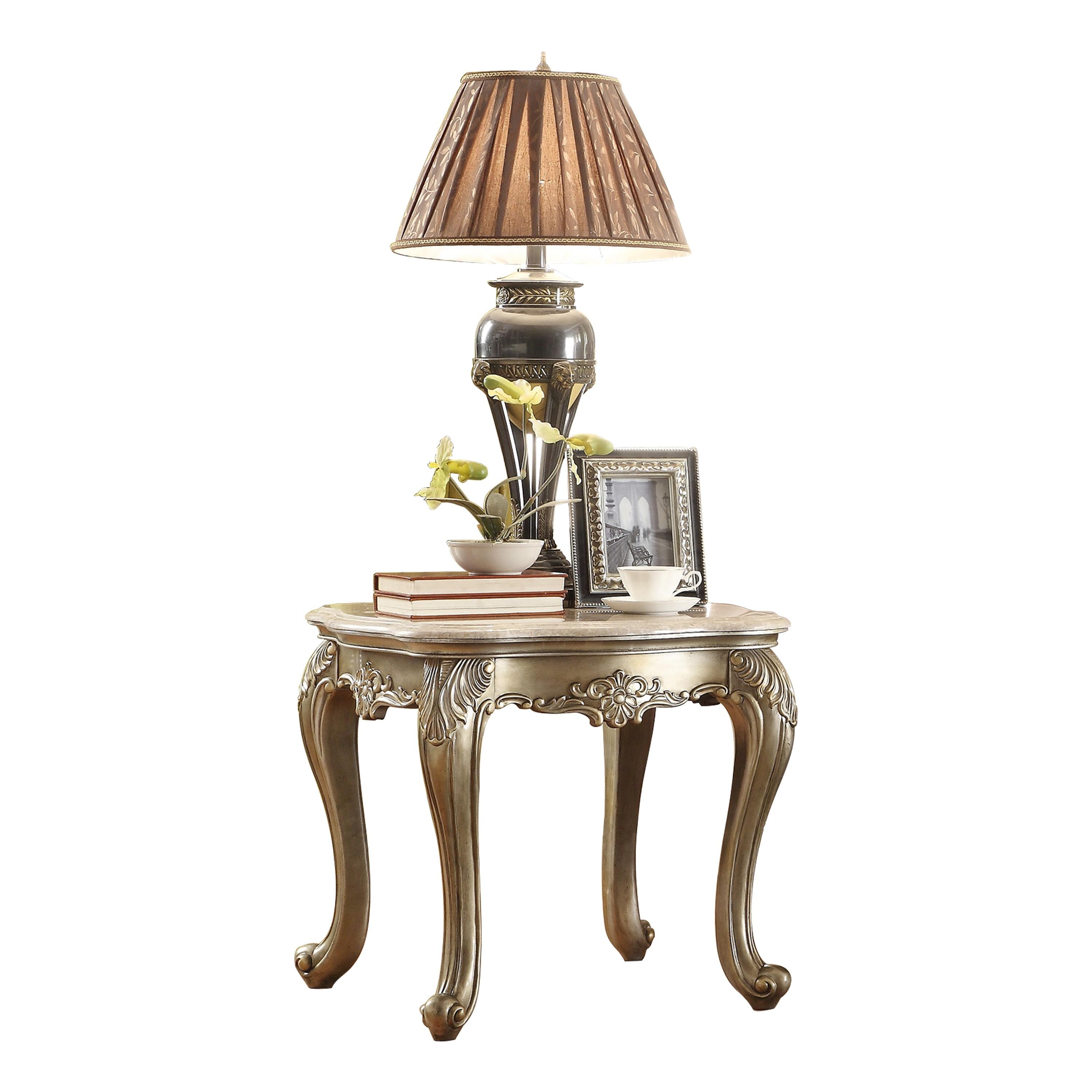 

    
Classic Gold Marble Top End Table Homelegance 8412-04 Florentina
