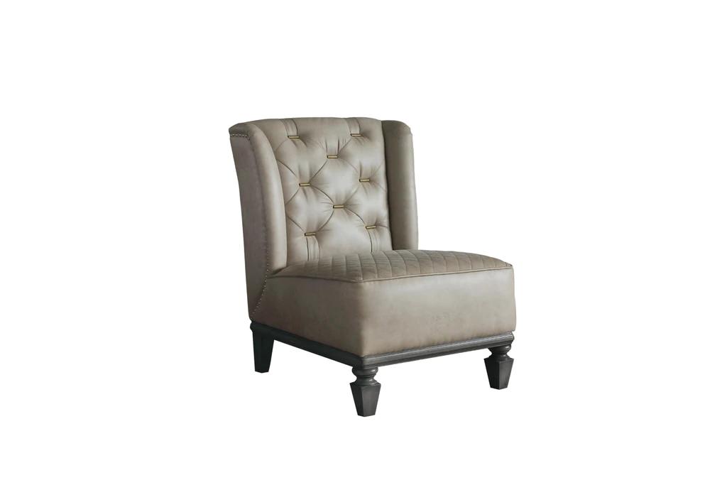 

    
Classic Gold & Pearl Gray Accent Chair by Acme House Marchese 58868
