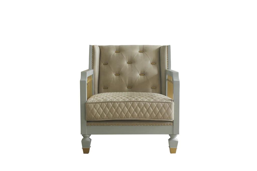 

    
Classic Gold & Pearl Gray Chair by Acme House Marchese 58867
